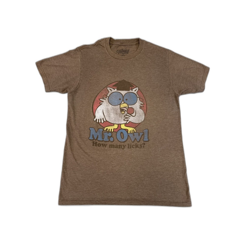 Tee Luv Mr. Owl Cartoon Graphic Small Brown Vintage Polyester Cotton